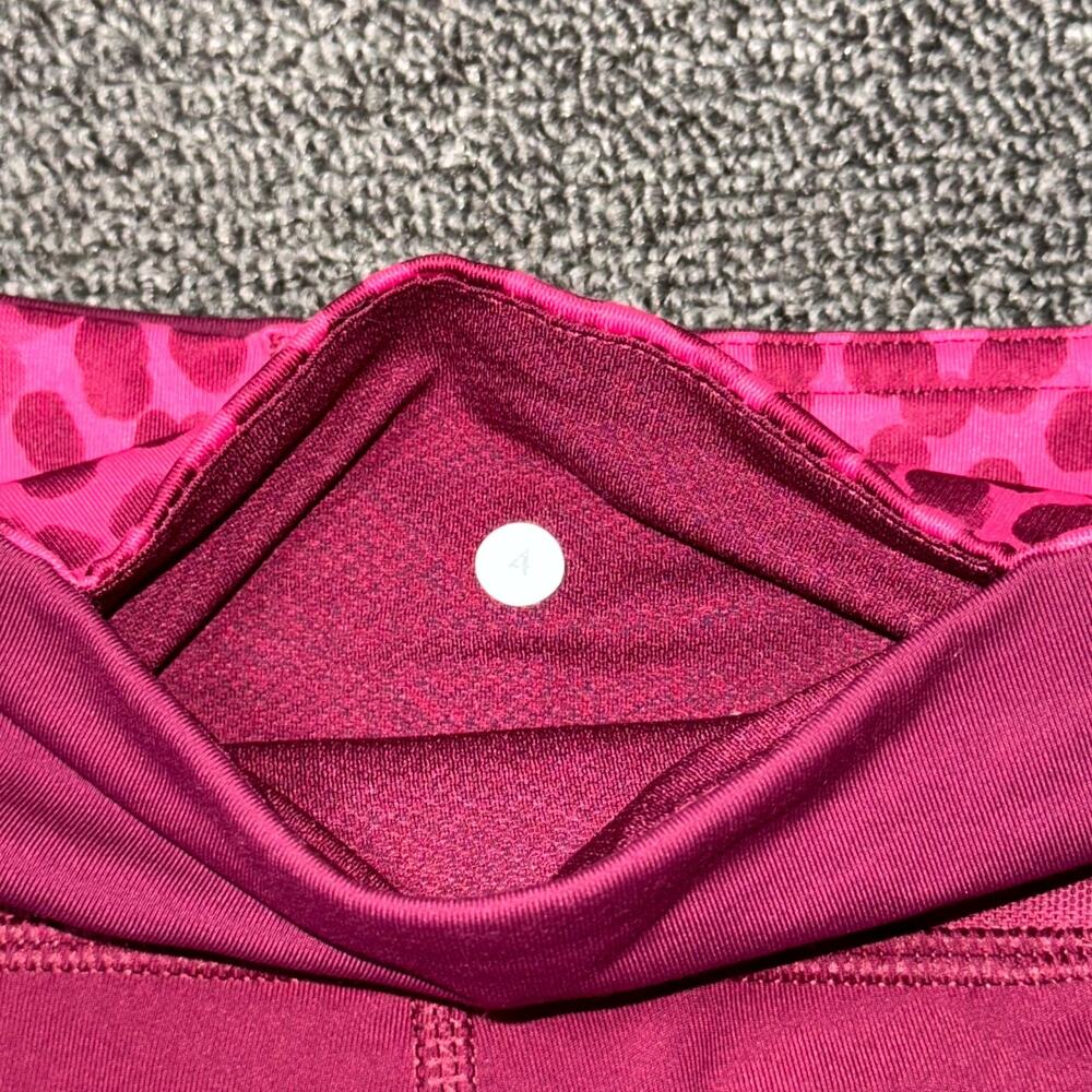 Lululemon Cropped Leggings Womens 4 Cranberry Red/Pink Pockets Yoga Workout - Picture 4 of 8
